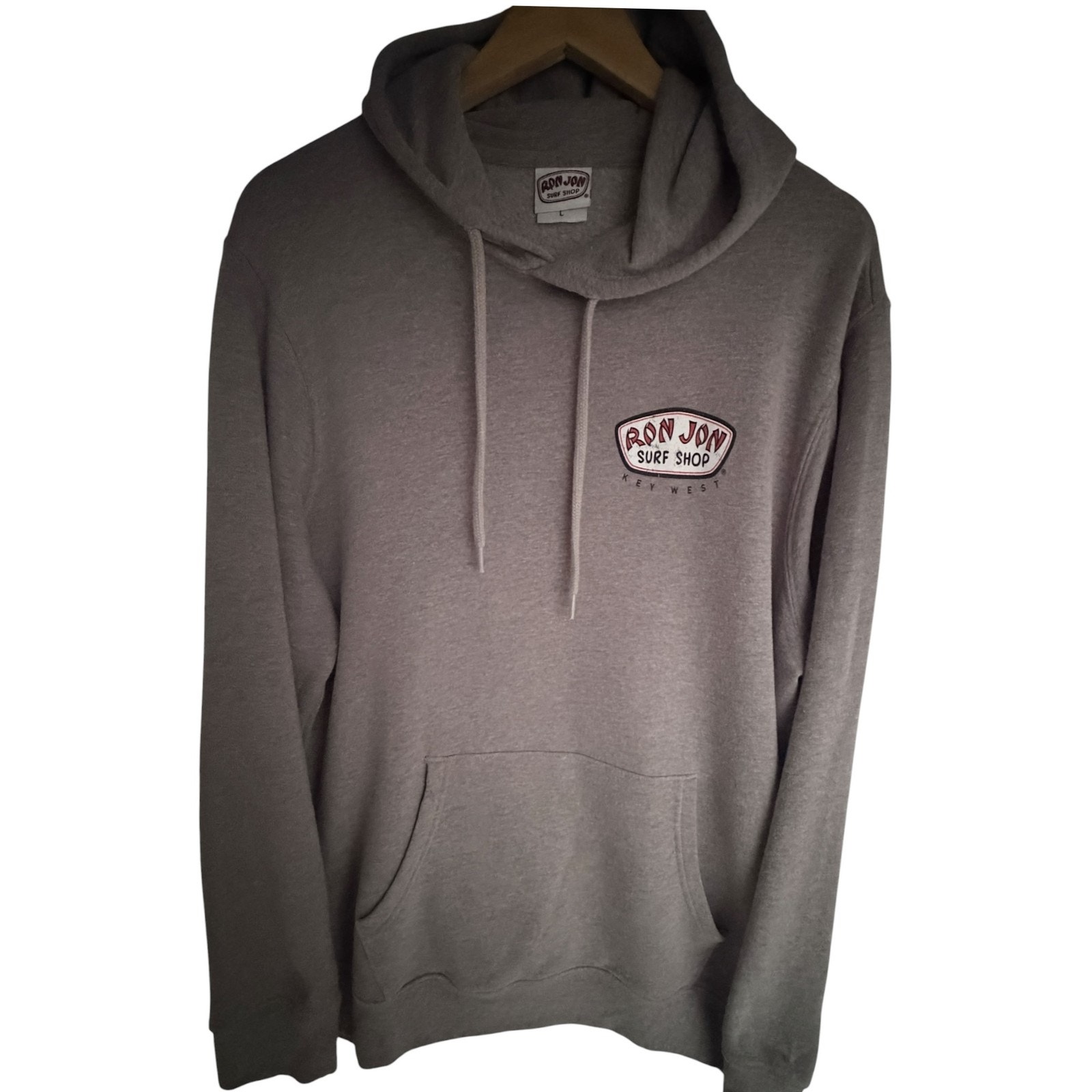 Ron Jon Surf Shop Key West Surfboard Graphic Hoodie Gray Mens L